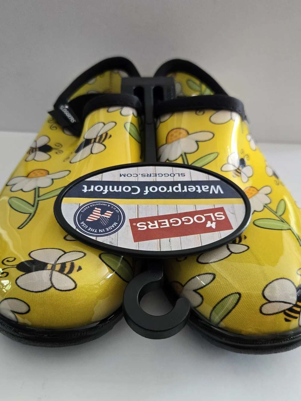Sloggers Women's Rain & Garden Shoes Slip-On Yellow  Bumble B Print Sz 9 NWT
